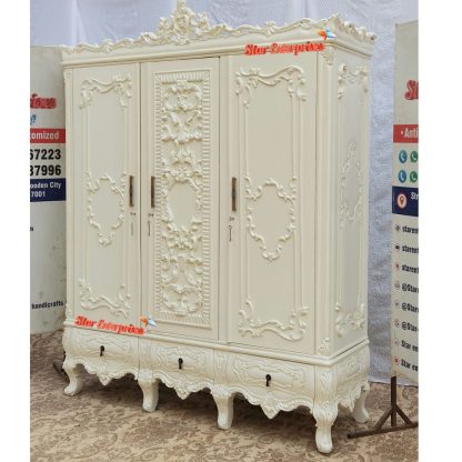 Star Enterprises Wooden Gleaming White Designer Wardrobe ALM-06 - Image 3