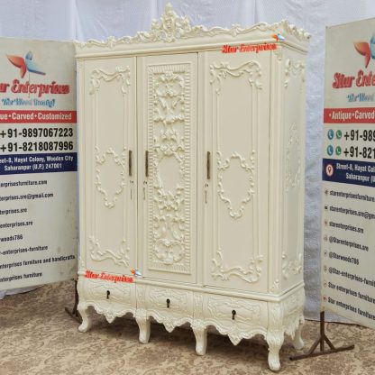 Star Enterprises Wooden Gleaming White Designer Wardrobe ALM-06 - Image 4