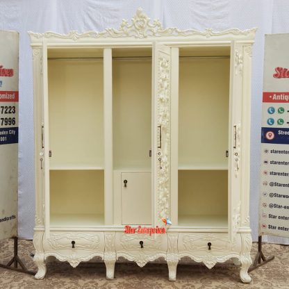 Star Enterprises Wooden Gleaming White Designer Wardrobe ALM-06 - Image 2