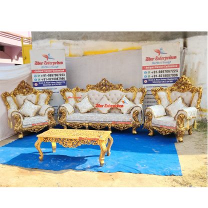 Wooden Royal Sofa Set with Center Table