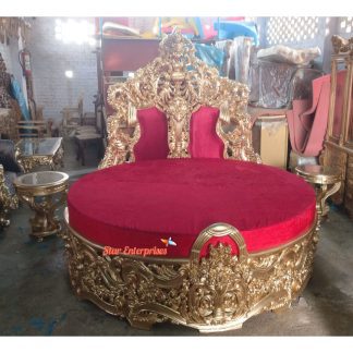 Royal Teak Wood Round Bed