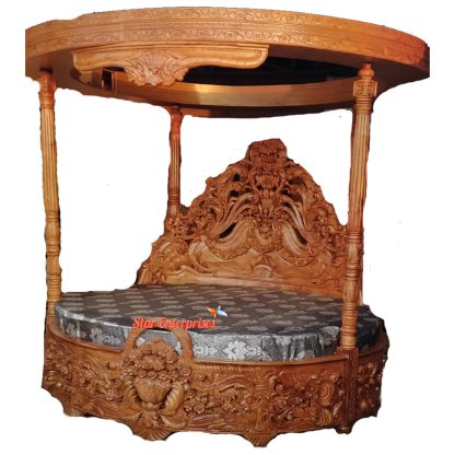 Teak Wood Round Canopy Bed 1