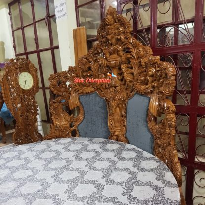 Star Enterprises Teak Wood With Glossy Finish Traditional Round Bed RBD-08 - Image 3