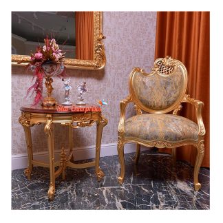 Beautiful Carved Bedroom Chair With Side Table