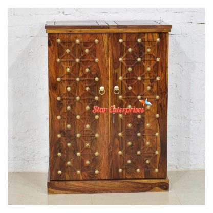 Sheesham Wood New Design Brass Bar Cabinet