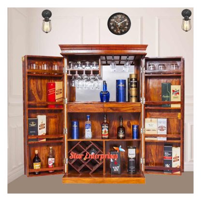 Solid Sheesham Wood Bar Cabinet