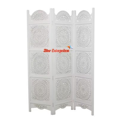 White Wood Hinged Foldable Partition