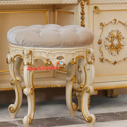 Wooden Teak Wood Dressing Table with Stool3
