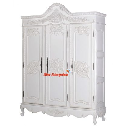 Wooden White Deco 3 Door Wardrobe