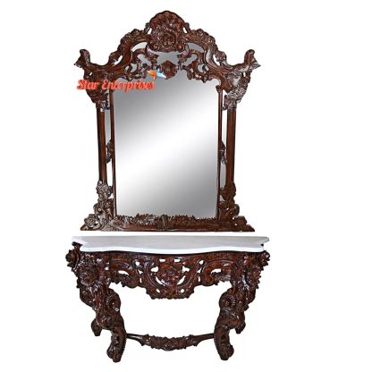 Star Enterprises Teak Wood Console Table With Mirror Frame CNSL-017 - Image 2