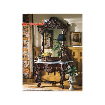 Star Enterprises Teak Wood Console Table With Mirror Frame CNSL-017 - Image 4