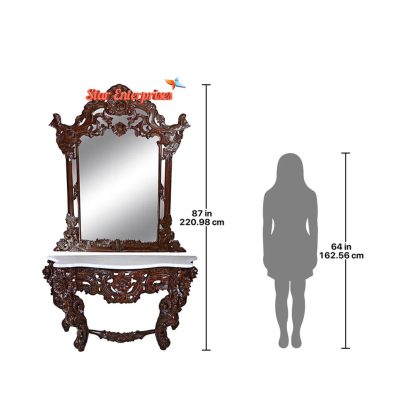 Star Enterprises Teak Wood Console Table With Mirror Frame CNSL-017 - Image 6