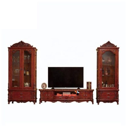 Teak Wood Designer TV Cabinet