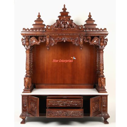 Star Enterprises Wooden Hand Carved Designer Pooja Temple TMP-029 - Image 2
