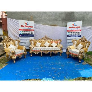 Wooden Gold Luxury Sofa Set