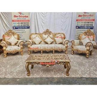 Wooden Gold Royal Sofa Set