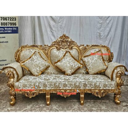 Star Enterprises Wooden Gold Finish Royal Sofa Set SOFA-039 - Image 4
