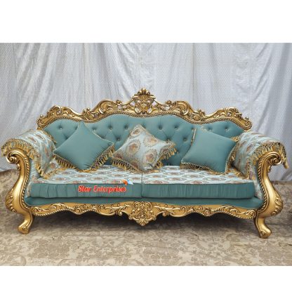 Star Enterprises Wooden Antique Carved Sofa Set with Table SOFA-027 - Image 2