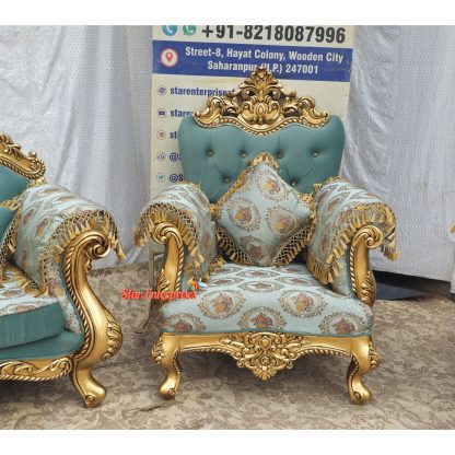 Star Enterprises Wooden Antique Carved Sofa Set with Table SOFA-027 - Image 3