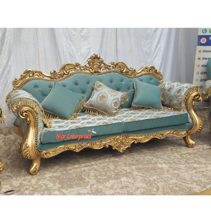 Star Enterprises Wooden Antique Carved Sofa Set with Table SOFA-027 - Image 4