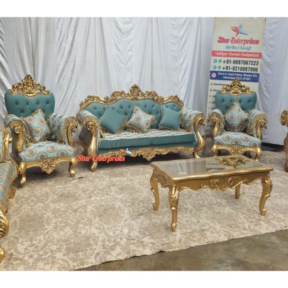 Star Enterprises Wooden Antique Carved Sofa Set with Table SOFA-027 - Image 5