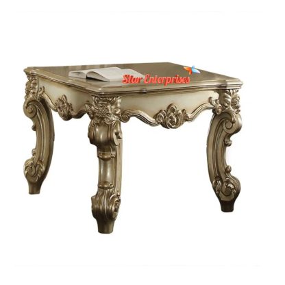 Luxury Italian Design Solid Teak Wood Carving Side Table