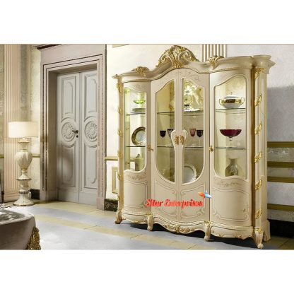 Luxury Italian Design Solid Teak Wood Carving Vitrine CKR-019 - Image 2