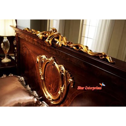 Star Enterprises Luxury Italian Solid Teak Wood Carving Bed BD-052 - Image 3