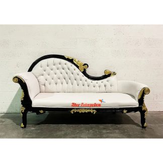 Teak Wood Classic Look Wooden Rococo Chaise Lounge