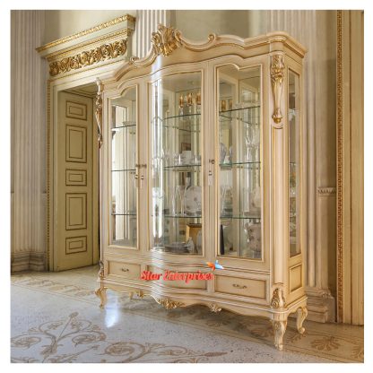 Royal Italian Solid Teak Wood Vitrine