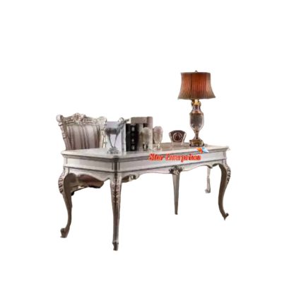 Star Enterprises Stylish Hand Craved Teak Wooden Office Table OFD-01 - Image 2