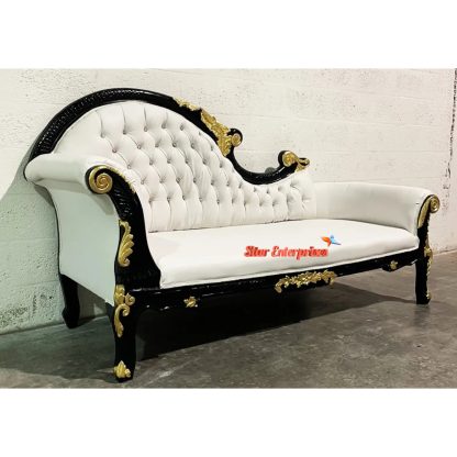 Star Enterprises Teak Wood Classic Look Wooden Rococo Chaise Lounge DWN-029 - Image 2