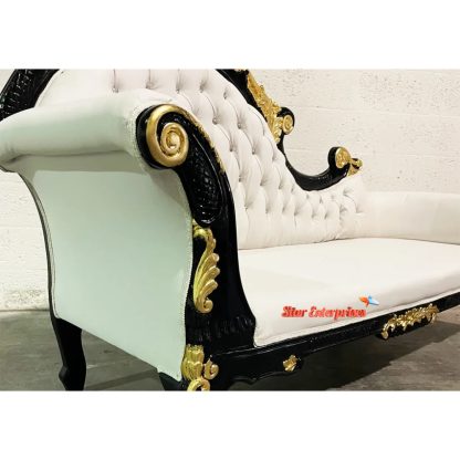 Star Enterprises Teak Wood Classic Look Wooden Rococo Chaise Lounge DWN-029 - Image 5