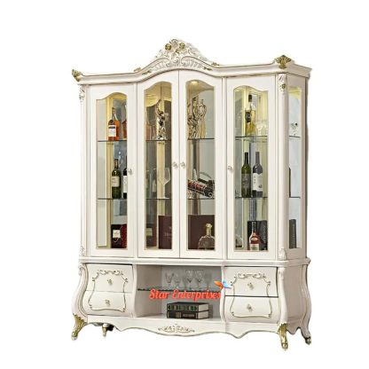 Teak Wood Designer Crockery Showcase CKR-022 - Image 4