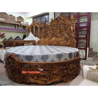 Teak Wood Designer Round Bed