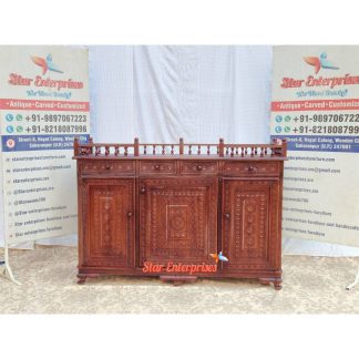 Teak Wood Hand Carved Bar Cabinet