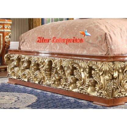 Star Enterprises Teak Wood Royal Maharaja Full Carved Bed BD-068 - Image 3