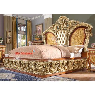 Teak Wood Royal Maharaja Full Carved Bed