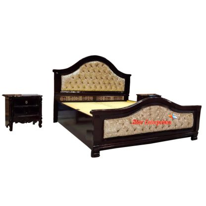 Teak Wood Walnut Finish Bed Set