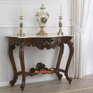 Wooden Italian Baroque Style Hand Carved Console Table