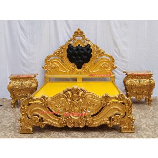 Wooden Royal Gold King Size Bed