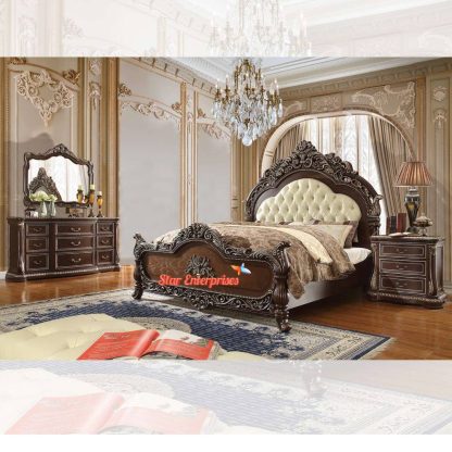 Star Enterprises Wooden Royal King Size Bed BD-037 - Image 6