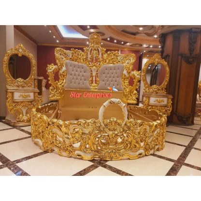 Wooden Royal Maharaja Round Bed