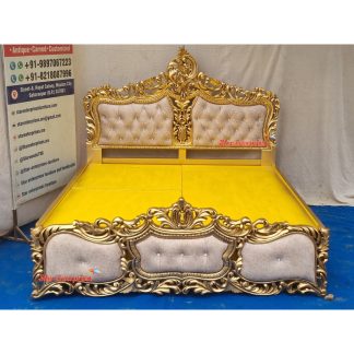 Antique Carved Golden Double Bed