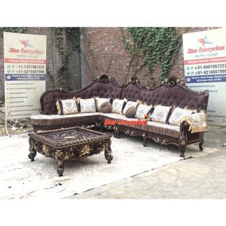 L-Shape Hand Carving Royal Sofa Set