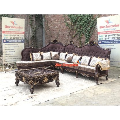 L-Shape Hand Carving Royal Sofa Set