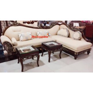 Solid Teak Wood Classic L-Shape Sofa Set L-SOFA-013