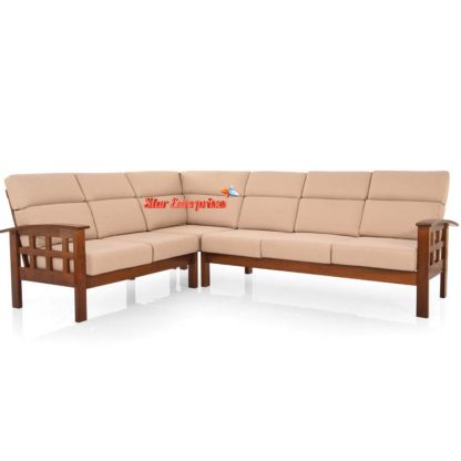 Solid Wood L-Shape Sofa Set