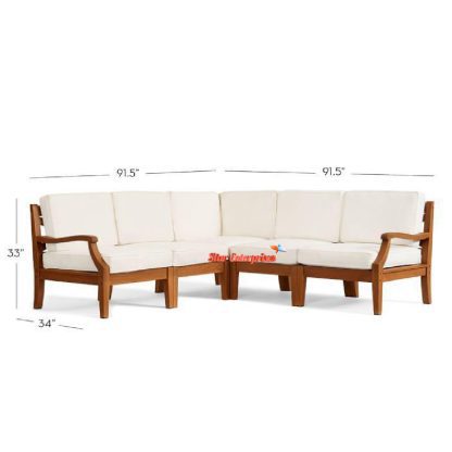 Teak Wood Classic Modern Style L-Shape Sofa Set (2)