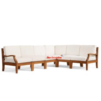 Teak Wood Classic Modern Style L-Shape Sofa Set